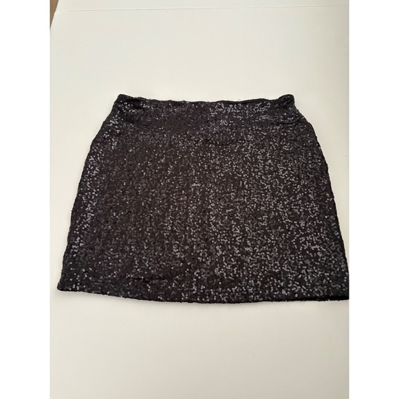 Kensie Black Sequin Mini Skirt Party Cocktail Club Going Out Womens Size M - Picture 1 of 8